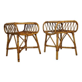 Bamboo Bedside Tables, 1960s, Set of 2 For Sale