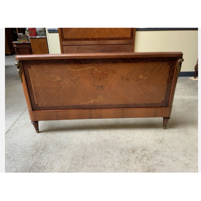 1900 - 1909 Antique Sensational Art Nouveau Ornate Bed with Inlays, 1900 For Sale - Image 5 of 8