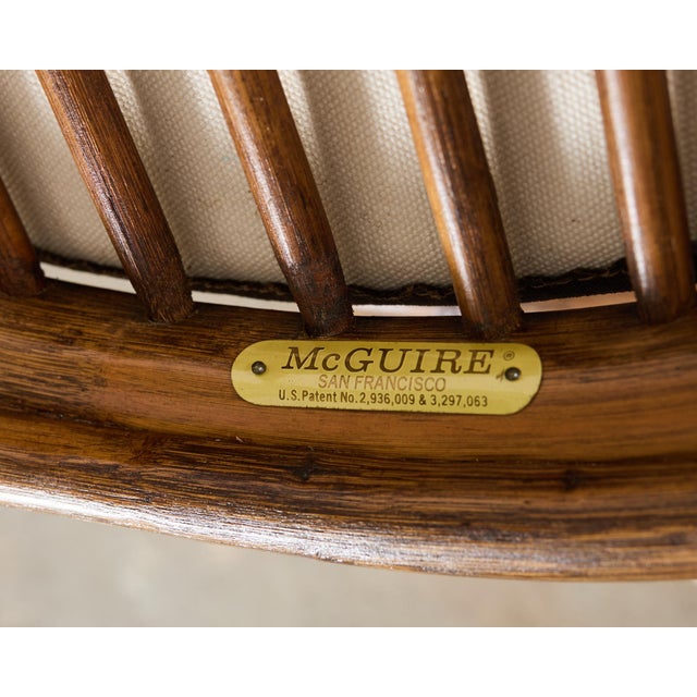 Late 20th Century Set of Four McGuire Rattan Cane Barrel Dining Chairs For Sale - Image 5 of 12