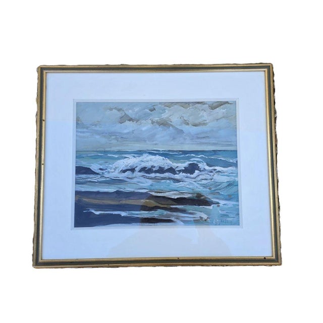 Gardey Germaine, Brittany's Rocky Coast, 1970, Gouache, Framed For Sale - Image 7 of 7
