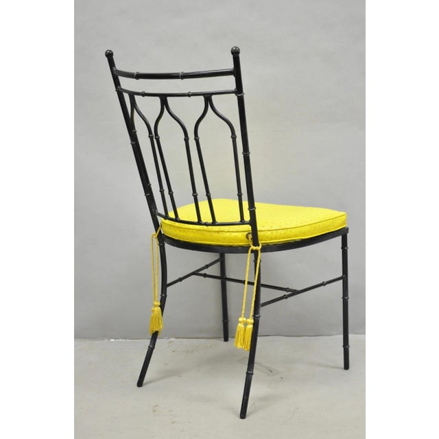 Vintage Salterini Hollywood Regency Wrought Iron Faux Bamboo Dining Chair, Set 8 For Sale - Image 9 of 18