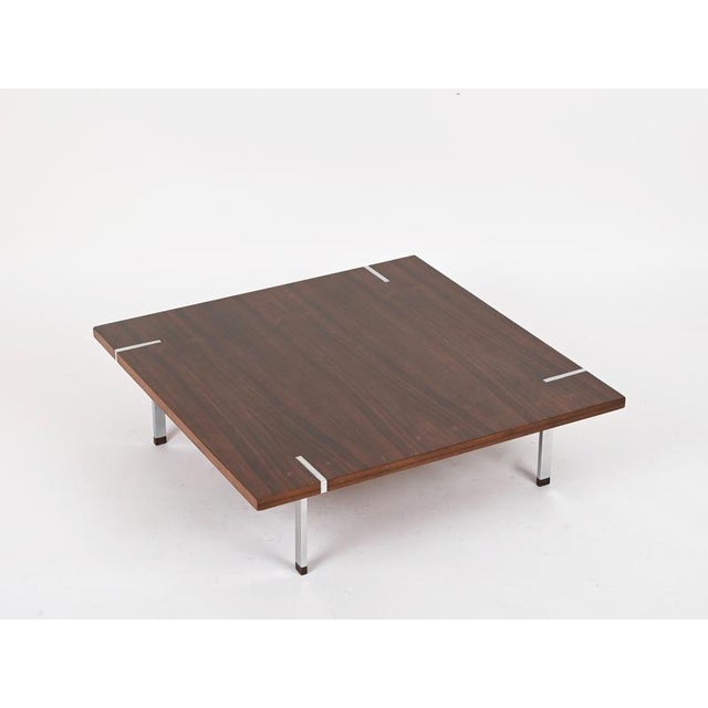 Large Square Coffee Table in Rosewood and Chrome from Pizzetti, Italy, 1970s For Sale - Image 12 of 18