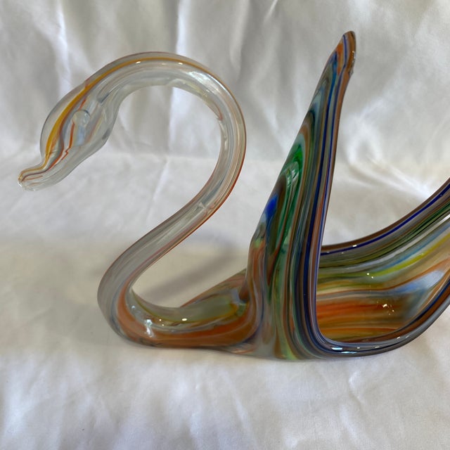 Vintage Murano Style Multicolor Art Glass Swan Sculpture For Sale In Oklahoma City - Image 6 of 8