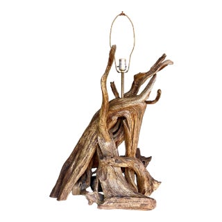 Monumental Organic Driftwood Sculptural Table Lamp For Sale