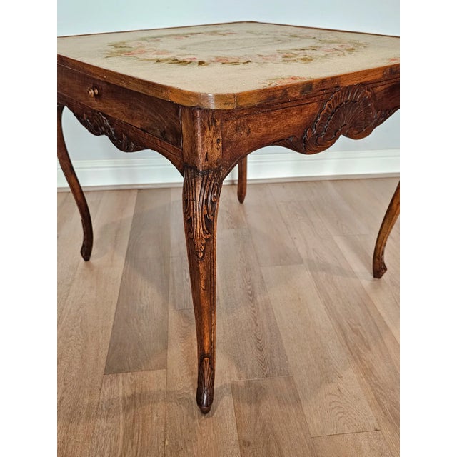 Antique Louis XV Style Tapestry Top Card Games Table / Center Table For Sale - Image 10 of 12