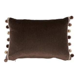 Schumacher Sophia Velvet 18" Lumbar Pillow in Cocoa For Sale