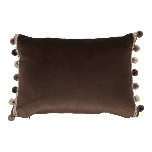 Schumacher Sophia Velvet 18" Lumbar Pillow in Cocoa For Sale
