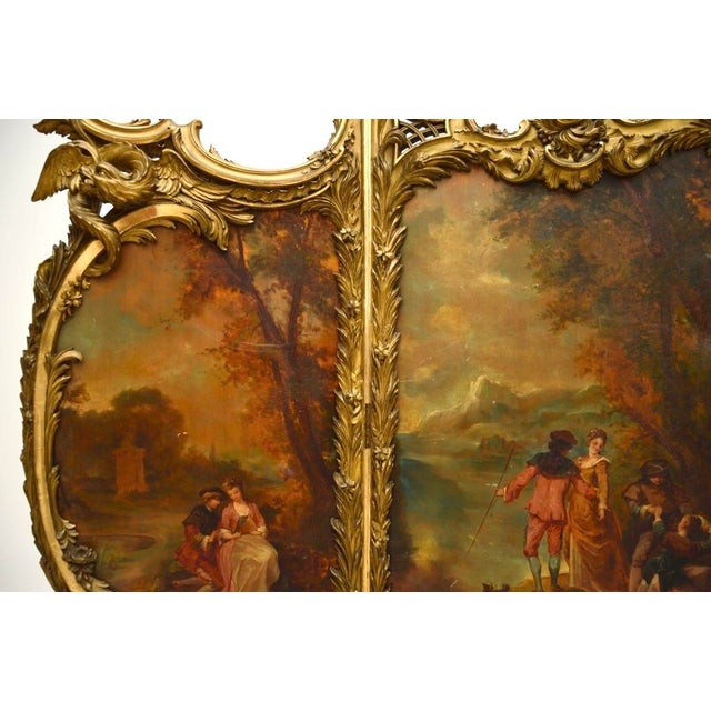 Antique French Painted Gilt Wood Screen, 1880s For Sale - Image 11 of 18