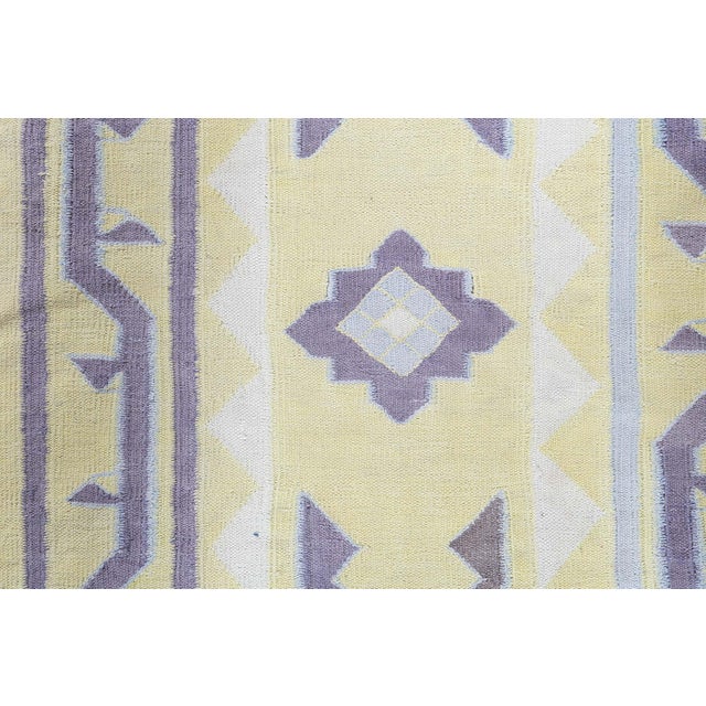 Doris Leslie Blau Vintage Dhurrie Pale Sand With Lavender Flatweave Cotton Rug For Sale - Image 9 of 11