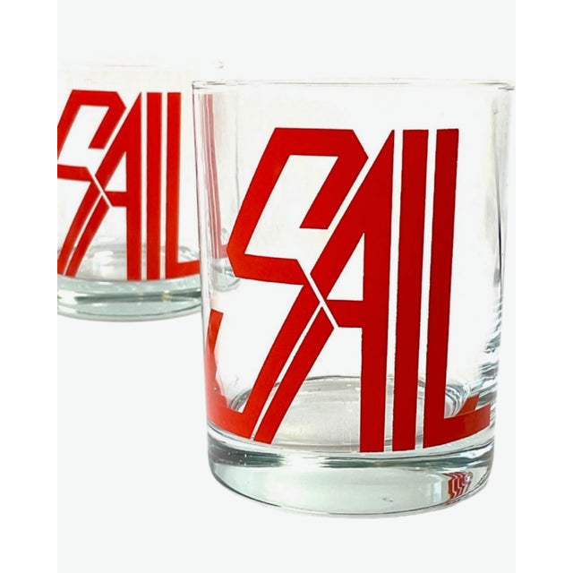 Details: -Vintage set of 4 Sail nautical cocktail rocks glasses -Glasses are perfect for the avid sailer or nautical...