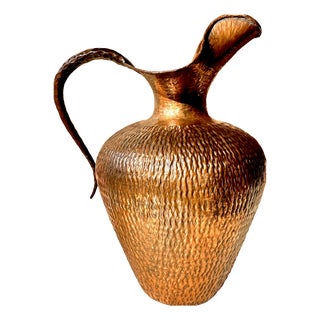 Large Jug Vase in Embossed Copper attributed to Egidio Casagrande, Italy, 1950s For Sale