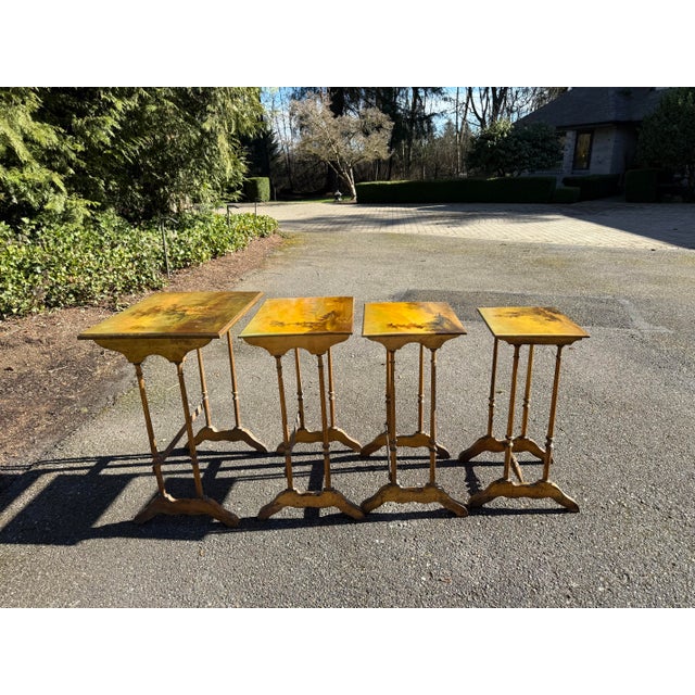 Victorian Victorian Hand Painted and Gilded Nesting Tables - Set of 4 For Sale - Image 3 of 12