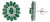 Contemporary Emerald & Diamond Floral Stud Earrings in 14k White Gold- A Pair For Sale