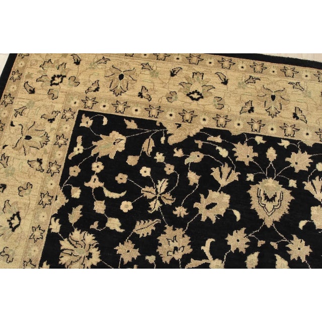 Textile Ziegler Rug 9’1” X 11’9” Black Wool Traditional Hand-Knotted Carpet For Sale - Image 7 of 14
