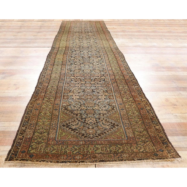 Brown Antique Persian Malayer Rug Runner -03'06 X 16'08 For Sale - Image 8 of 9