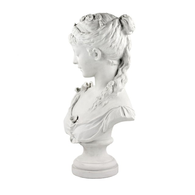 Biscuit Porcelain Bust of Young Girl from Charles Levy & Co, France, 1876 For Sale - Image 5 of 10