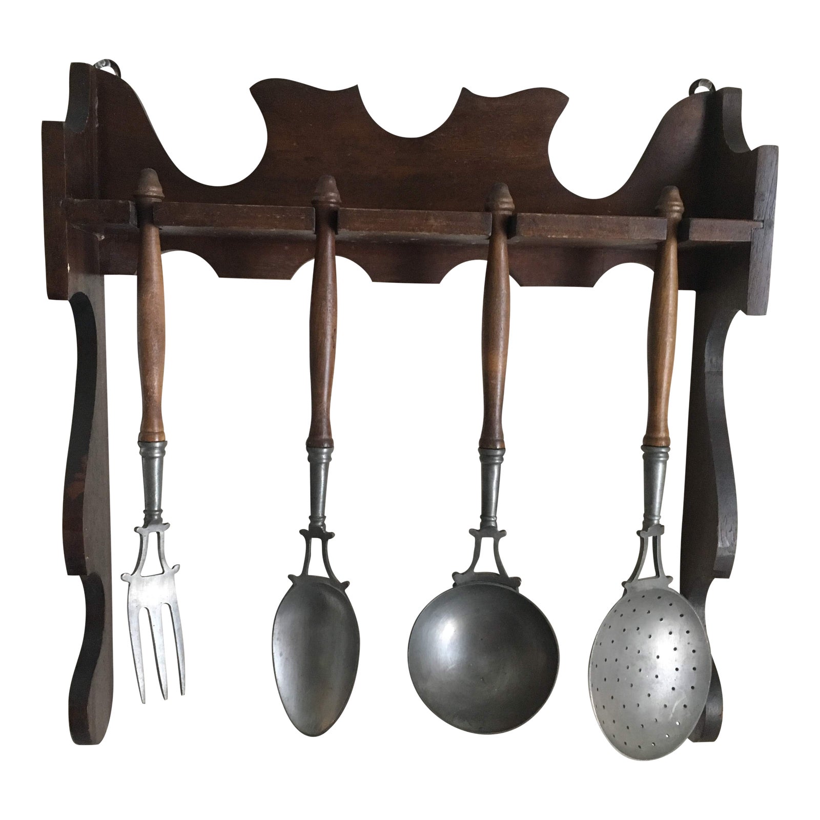 Belgium Pewter Utensil Rack 5 Piece Set Chairish