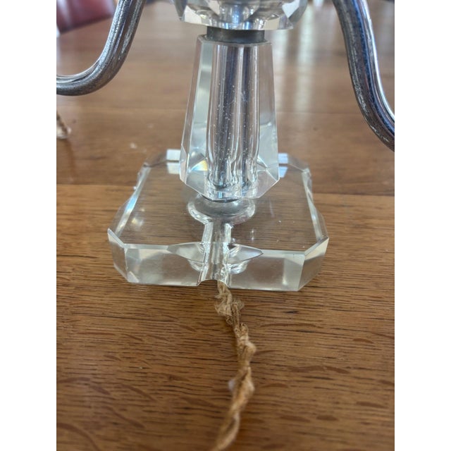 Art Deco Electrified Chandeliers in Cut Crystal and Chrome Metal, 1930, Set of 2 For Sale - Image 6 of 11