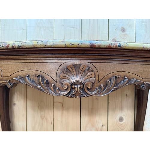 Louis XV Style Console in Carved Walnut and Marble For Sale - Image 6 of 7