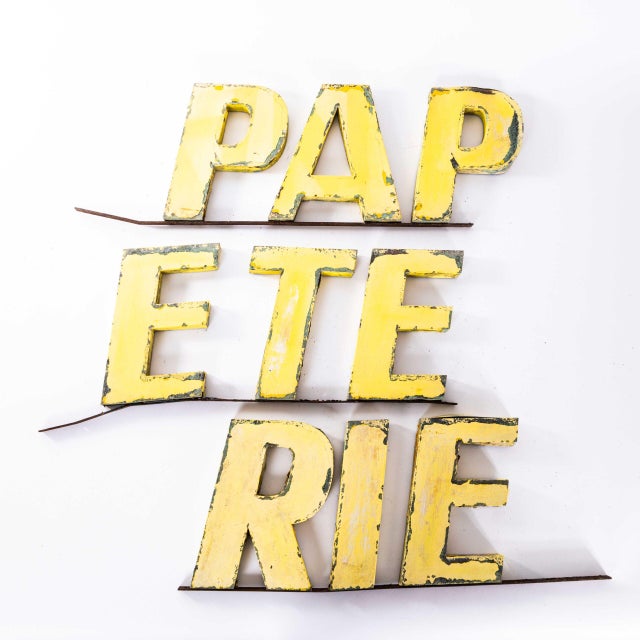 Large Vintage French Metal Shop Signage Letters, 1950s For Sale - Image 3 of 3
