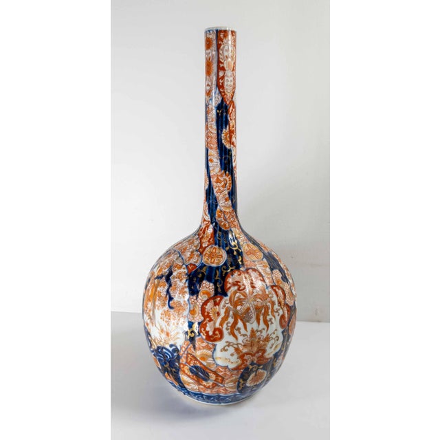 Ceramic 19th Century Japanese Blue and Red Imari Bottle Vase For Sale - Image 7 of 15