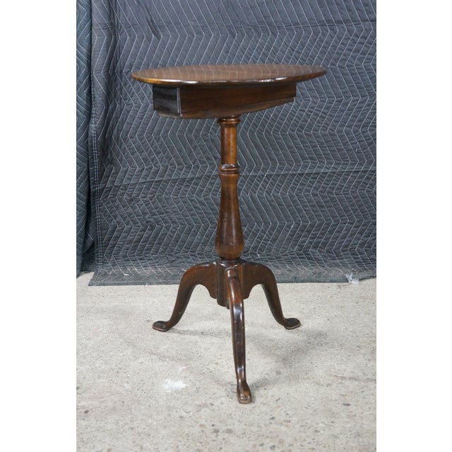 Late 19th Century Antique Georgian Style Round Mahogany Tripod Base Candle Stand Wine Side Table For Sale - Image 5 of 18