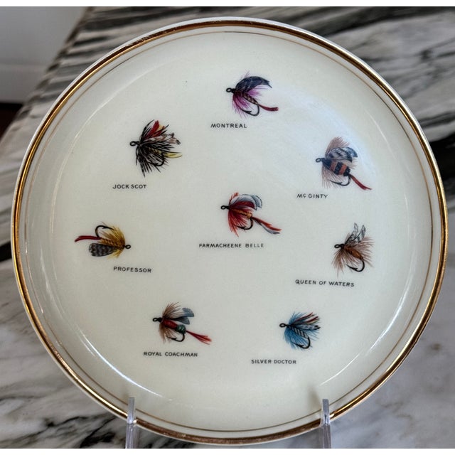 Ceramic LastCHANCE!Vintage Fly Fishing Motif Wall Plate For Sale - Image 7 of 15