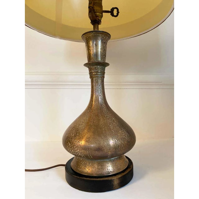 1960s Brass Table Lamp With Engraved Design For Sale - Image 5 of 6