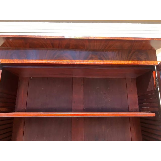 Wood Antique Flame Mahogany Secretary with Bookcase, Early 20th Cenury For Sale - Image 7 of 12