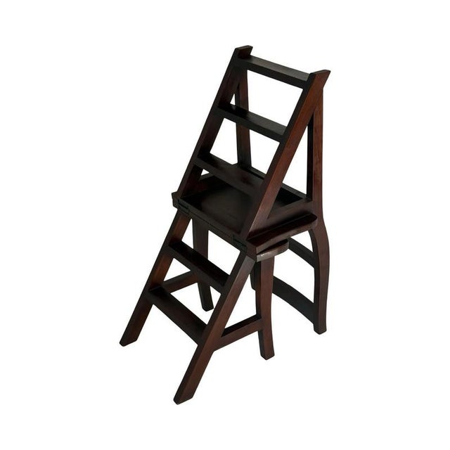 Antique Library Stairs in French Hardwood For Sale - Image 4 of 8