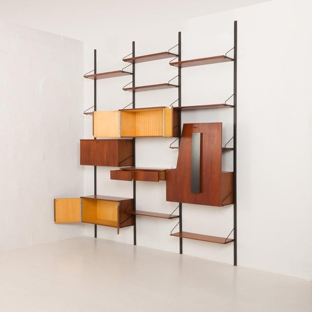 Brown Large Mid-Century Modern Italian Wall Unit with Hidden Desk, 1960s For Sale - Image 8 of 18