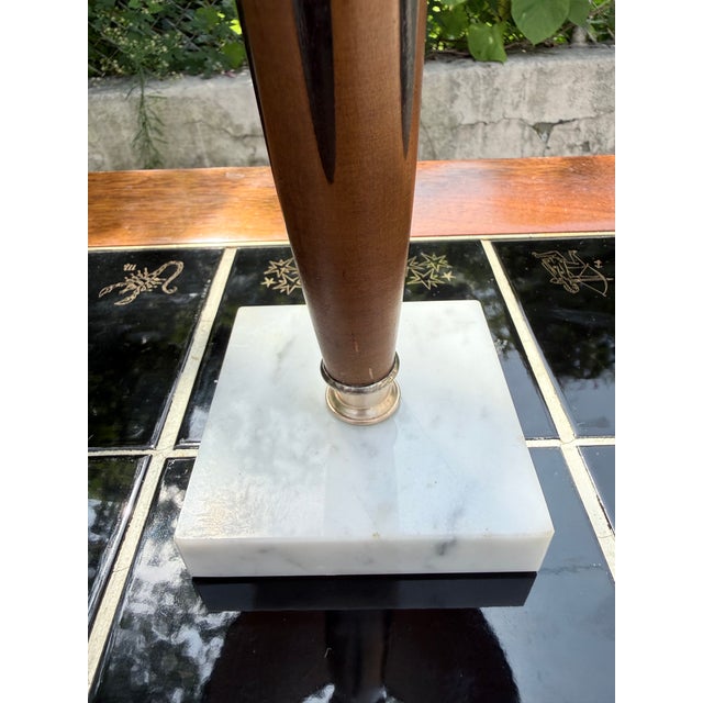 Danish Style Mid Century Walnut and Brass Table Lamp For Sale In New York - Image 6 of 13