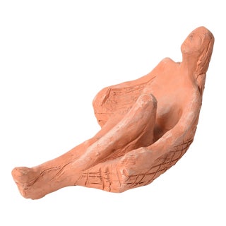 Vintage Abstract Nude Figural Sculpture of an Angel in Ceramic Terra Cotta For Sale