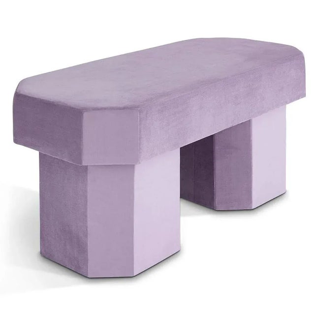 Viva purple bench by houtique dimensions: d 100 x w 45 x h 48 cm materials: velvet, upholstery, wood also available in...