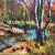 Rustic 1960’s Vintage Impressionist Fall Landscape With Trees & Stream Painting Wood Frame For Sale - Image 3 of 5