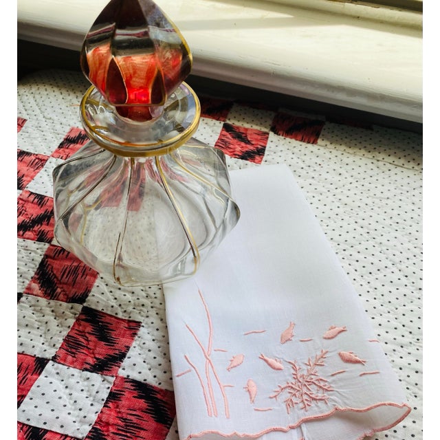 Vintage Marghab Linen Guest Towel, Pink Under the Sea Pattern For Sale - Image 4 of 4