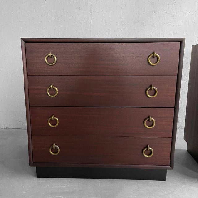 Brown Pair of Mid 20th Century Hollywood Regency Mahogany Dressers For Sale - Image 8 of 12