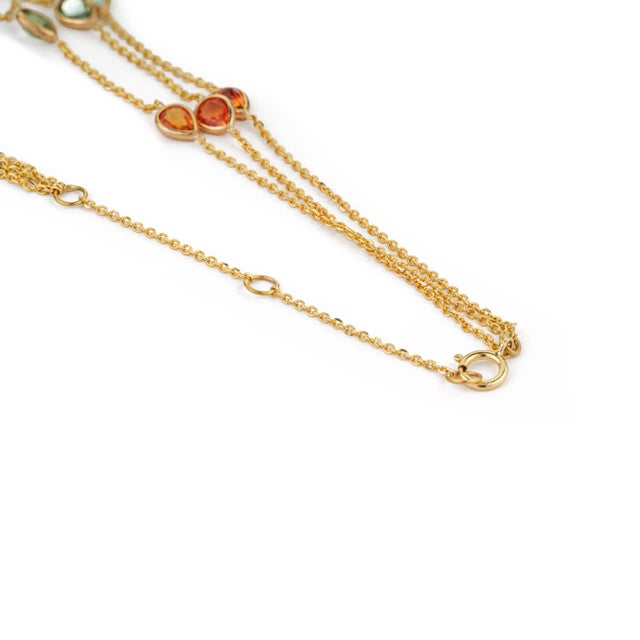 18k Yellow Gold Multi-Strand Necklace With 13.32ct Pear Cut Multicolor Sapphires For Sale - Image 10 of 18