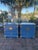 1970s Mid-Century Campaign Nightstands – Pair | Satin Lacquer “New York State of Mind” Blue With Brass For Sale - Image 14 of 14