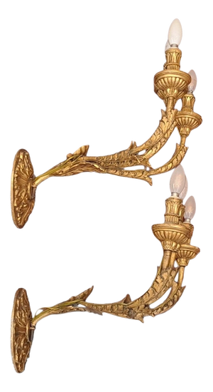Empire Giltwood Wall Lights, 1800s, Set of 2