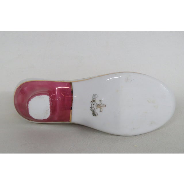 Limoges China Porcelain Shoe Figurine Pink Hand Painted Flowers Gold Trim 4980b For Sale - Image 10 of 17