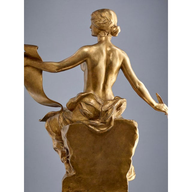 Beige Georges Bareau, Allegory of History, 1890s, Bronze and Marble For Sale - Image 8 of 11