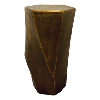 Revelation Modern Antique Brass Finished Cathenna Accent Table For Sale