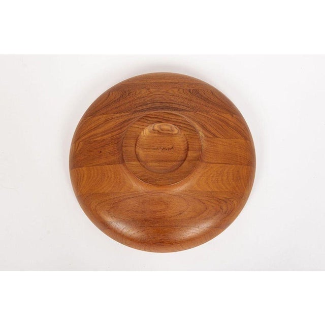 Danish Modern Large Teak Wood Bowl by Henning Koppel for Georg Jensen, 1960s For Sale - Image 9 of 11
