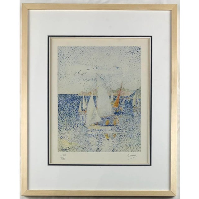 Original Seascape Lithograph by Yvonne Canu, Pointillism Style For Sale In Miami - Image 6 of 6