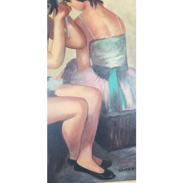 1971 Figurative Grace K Neil Painting of Two Ballet Dancers For Sale - Image 9 of 12