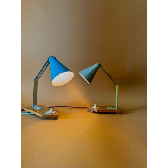 Blue Table Lamps, France, 1950s, Set of 2 For Sale - Image 8 of 10