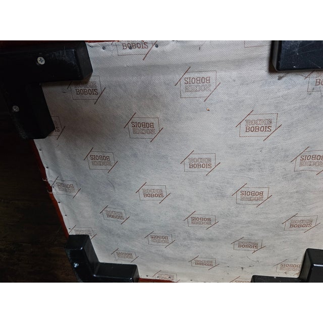 Postmodern 1980s Vintage French Cognac Leather Cushion Ottoman by Roche Bobois For Sale - Image 3 of 8