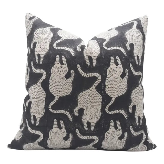 Fabdivine Handmade Block Printed Cushion Case 24x24 Inch Thick Linen-Mushak For Sale