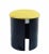 Black Wood Round Stool with Yellow Fabric Cushion, Italy 1970, design in the style of L. Caccia Dominioni